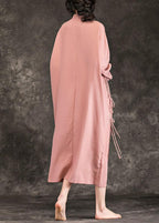 Loose stand collar long sleeve cotton quilting clothes Photography pink loose Dresses spring
