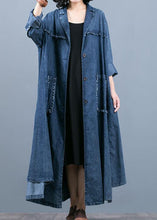 Load image into Gallery viewer, Luxury denim blue coat oversize fall coat Notched Large pockets Coats