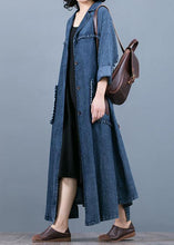Load image into Gallery viewer, Luxury denim blue coat oversize fall coat Notched Large pockets Coats