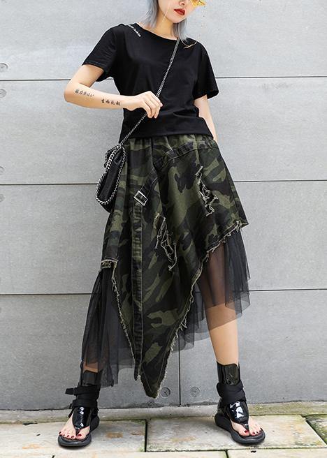 Mid-length skirt summer camouflage leopard large size female irregular skirt