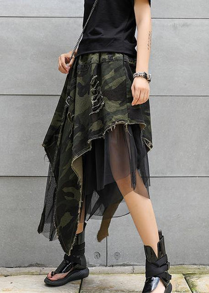 Mid-length skirt summer camouflage leopard large size female irregular skirt