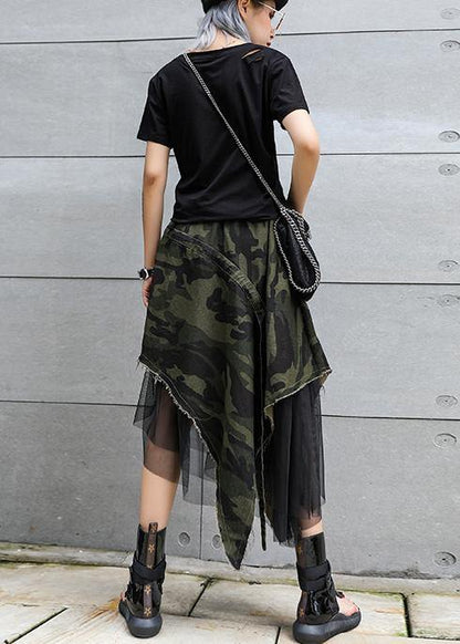 Mid-length skirt summer camouflage leopard large size female irregular skirt