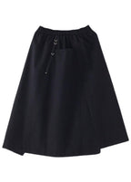 Modern Black Cinched Pockets Asymmetrical design Skirt