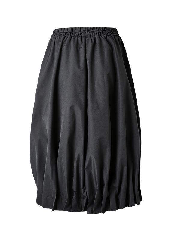 Modern Black Elastic Waist Box Pleats Skirts Summer