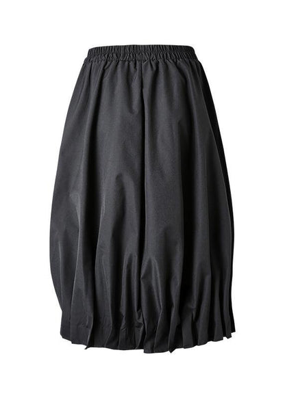Modern Black Elastic Waist Box Pleats Skirts Summer