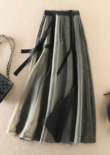 Load image into Gallery viewer, Modern Black Green retro Asymmetrical Patchwork Skirts Spring