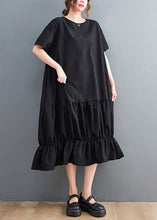 Load image into Gallery viewer, Modern Black Oversized Patchwork Wrinkled Cotton Dresses Summer