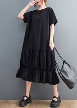 Load image into Gallery viewer, Modern Black Oversized Patchwork Wrinkled Cotton Dresses Summer