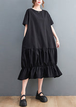 Load image into Gallery viewer, Modern Black Oversized Patchwork Wrinkled Cotton Dresses Summer