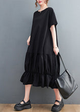 Load image into Gallery viewer, Modern Black Oversized Patchwork Wrinkled Cotton Dresses Summer