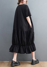 Load image into Gallery viewer, Modern Black Oversized Patchwork Wrinkled Cotton Dresses Summer