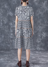 Load image into Gallery viewer, Modern Black V Neck Patchwork Print Cotton A Line Dress Summer