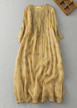 Load image into Gallery viewer, Modern Black V Neck Print Wrinkled Linen A Line Dress Summer