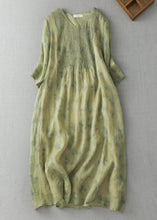 Load image into Gallery viewer, Modern Black V Neck Print Wrinkled Linen A Line Dress Summer
