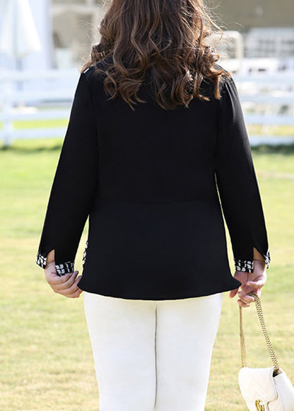 Modern Black V Neck Tie Waist Chiffon Shirt Fall