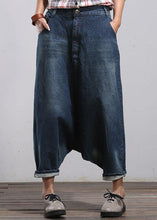 Load image into Gallery viewer, Modern Blue Casual Pockets Wrinkled Fall Harem Denim Pants