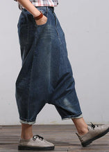 Load image into Gallery viewer, Modern Blue Casual Pockets Wrinkled Fall Harem Denim Pants