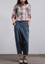 Load image into Gallery viewer, Modern Blue Casual Pockets Wrinkled Fall Harem Denim Pants
