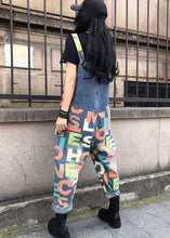 Load image into Gallery viewer, Modern Blue Letter Print Patchwork Denim Wide Leg Jumpsuits Summer