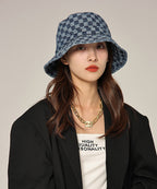 Modern Blue Plaid Patchwork Cotton Cowboy Hat