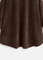 Modern Coffee Hooded Button Pockets Patchwork Corduroy Coat Fall