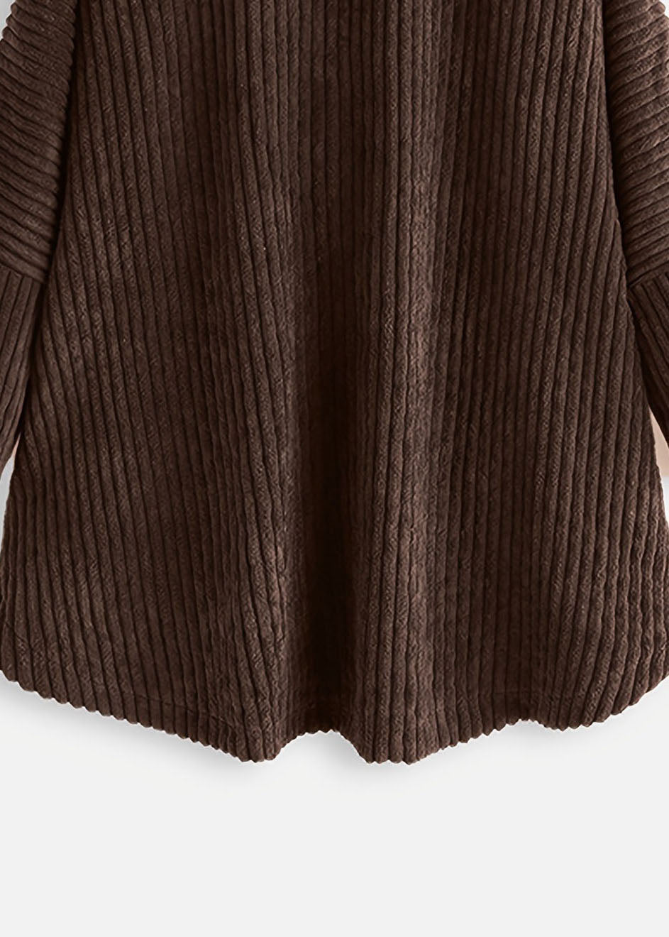 Modern Coffee Hooded Button Pockets Patchwork Corduroy Coat Fall