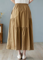 Modern Green High Waist wrinkled asymmetrical design Pockets Fall Skirt