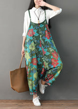Load image into Gallery viewer, Modern Green Pockets Print Cotton Carpenter Pants Summer
