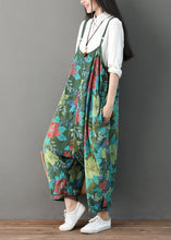 Load image into Gallery viewer, Modern Green Pockets Print Cotton Carpenter Pants Summer