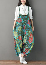 Load image into Gallery viewer, Modern Green Pockets Print Cotton Carpenter Pants Summer