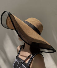 Load image into Gallery viewer, Modern Khaki Floppy Sun Hat Patchwork Organza
