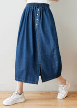 Load image into Gallery viewer, Modern Navy Wrinkled Pockets Elastic Waist Patchwork Denim Skirts Summer