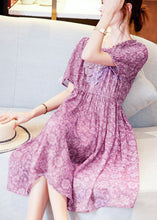 Load image into Gallery viewer, Modern Purple Ruffled Print Chiffon Holiday Dress Summer