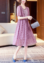 Load image into Gallery viewer, Modern Purple Ruffled Print Chiffon Holiday Dress Summer