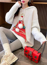 Load image into Gallery viewer, Modern Red Hooded Oversized Christmas Theme Knit Sweater Tops Winter
