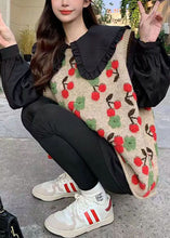 Load image into Gallery viewer, Modern Red Oversized Cherry Jacquard Knit Vest Top Winter