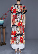 Load image into Gallery viewer, Modern Red V Neck Print Cotton Long Dresses Summer