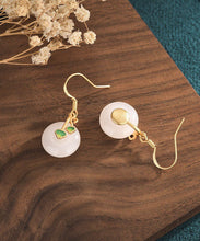 Load image into Gallery viewer, Modern White Jade Cloisonne Enamel Drop Earrings