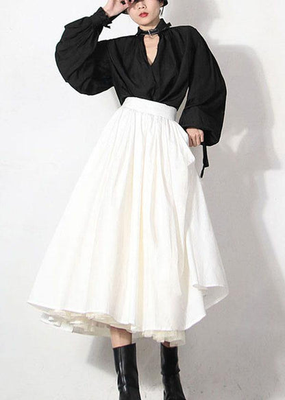 Modern White Patchwork Lace Summer A Line Skirts