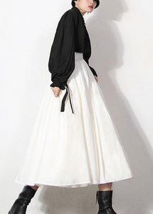 Modern White Patchwork Lace Summer A Line Skirts