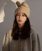 Modern White Rabbit Ears Warm Knit Bonnie Hat