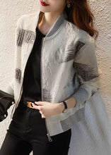 Load image into Gallery viewer, Modern White Zip Up Pockets Patchwork Cotton Jackets Fall