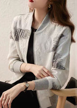 Load image into Gallery viewer, Modern White Zip Up Pockets Patchwork Cotton Jackets Fall