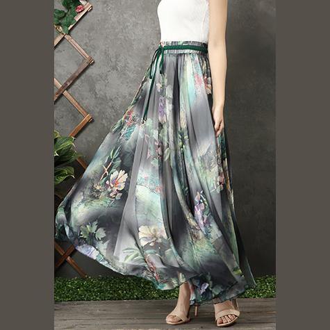 Modern big hem chiffon quilting clothes design black prints A Line Dresses summer