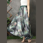 Modern big hem chiffon quilting clothes design black prints A Line Dresses summer