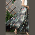 Modern big hem chiffon quilting clothes design black prints A Line Dresses summer