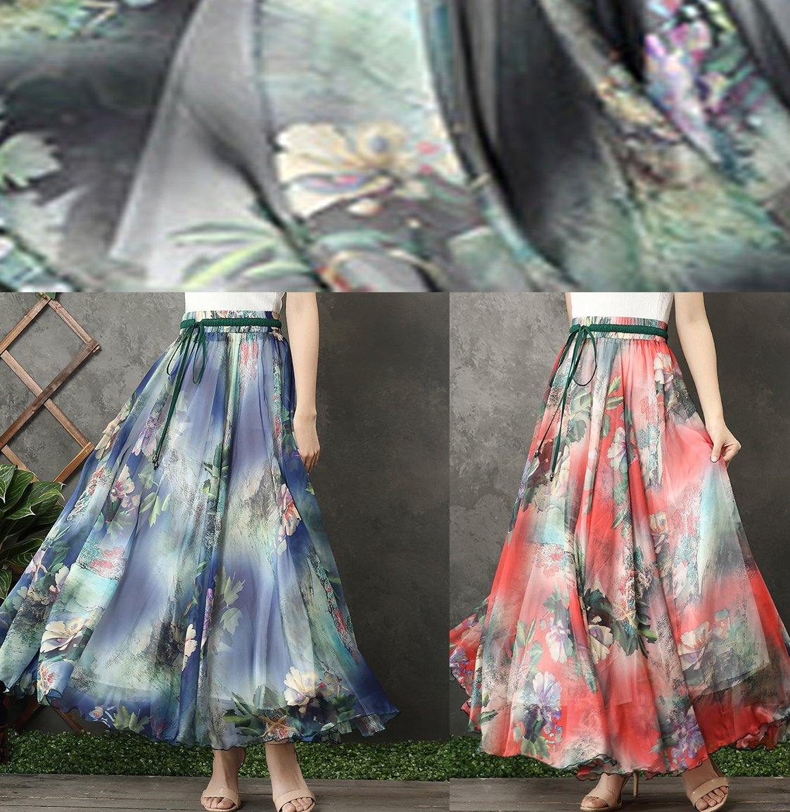 Modern big hem chiffon quilting clothes design black prints A Line Dresses summer