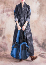 Load image into Gallery viewer, Modern denim black cotton dress v neck patchwork loose fall Dress