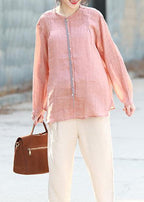 Modern half sleeve pink linen Blouse summer shirt