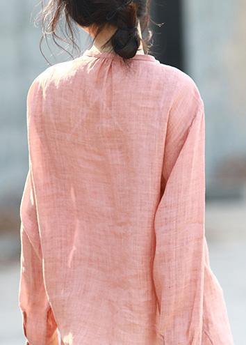 Modern half sleeve pink linen Blouse summer shirt